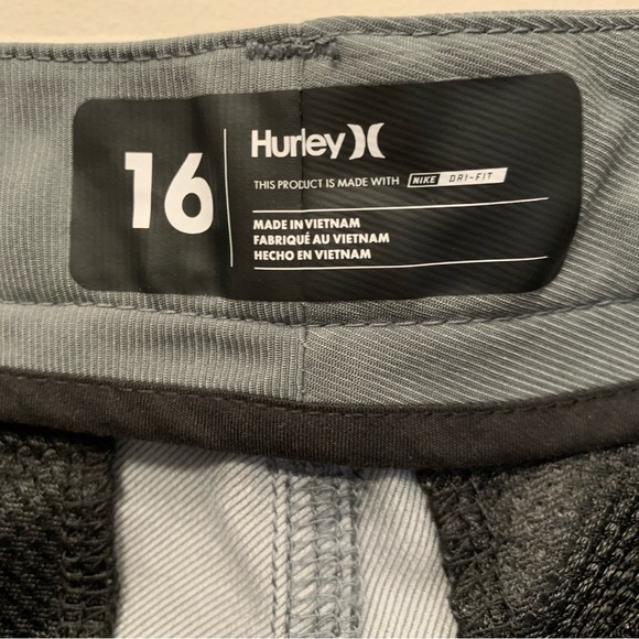 Hurley Nike Dri-Fit Youth Boys Shorts, Grey Size 16 - Picture 6 of 9